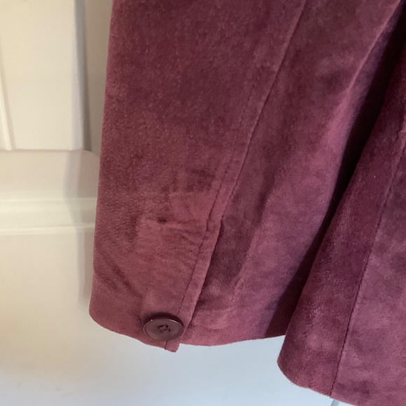 Vintage Atelier by B. Thomas wine burgundy suede leather blazer jacket Sz Small - Picture 11 of 16